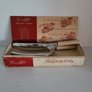 Vintage Carvel Hall Ham Roast Holder Carving Fork in Box